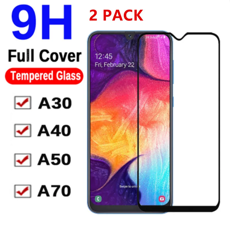 

2PCS 9H Glass On A50 For Samsung Galaxy A30 A40 A70 SamsungA10 50 40 30 70 A505 A505F SamsungA50 Protective Tempered Glass Film