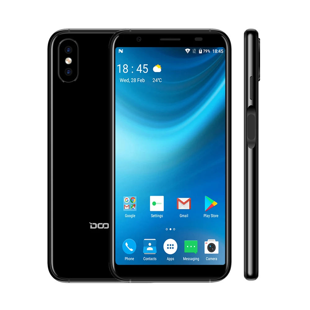2018 DOOGEE X55 Android 7.0 5.5 Inch 18:9 HD MTK6580 Quad Core 16GB ROM Dual Camera 8.0MP 2800mAh Side Fingerprint Smartphone