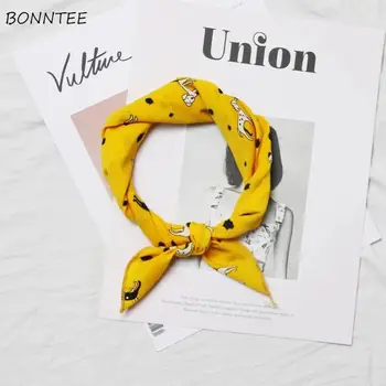 

Scarves Women Cartoon Printed Harajuku Elegant Square Necker Chief Soft Scarf Korean Style Trendy Retro Womens All-match Wraps