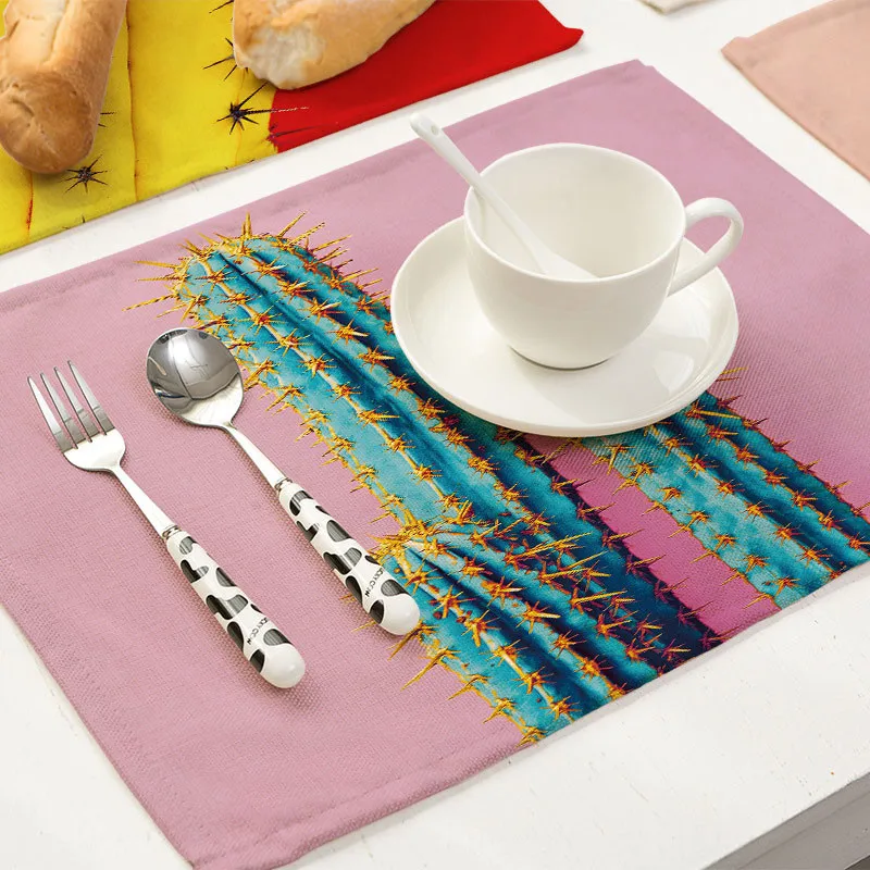 1 قطعة الأناناس الصبار نمط تحديد الموقع كوستر طاولة طعام حصيرة القطن الكتان عاء كأس حصيرة منصات المطبخ 42*32 سنتيمتر ديكور المنزل MP0086