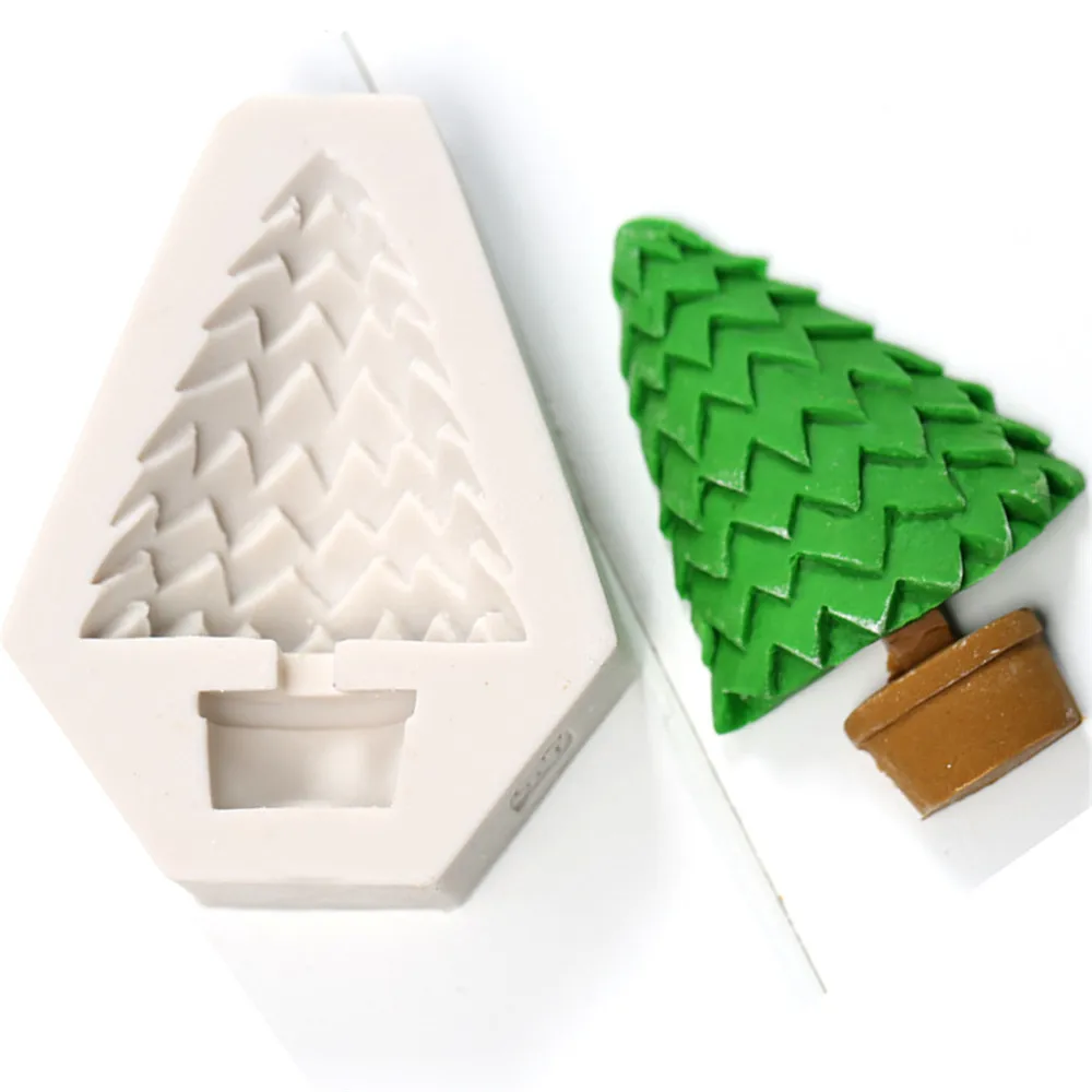 Pine Christmas Tree Chocolate Silicone Mold Fondant Cake Candy Molds