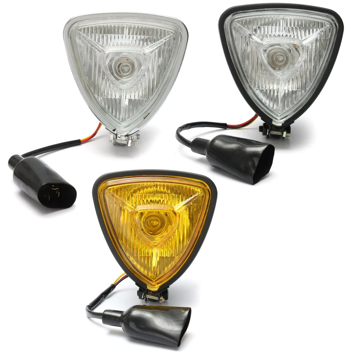 12V 35W Motorcycle Triangle Headlight Head Lamp Hi/Lo Beam For Harley