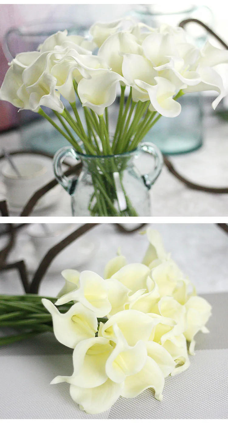 10pcs Calla Lily Bridal Wedding Bouquet head Latex Real Touch Flower Bouquets White (11)