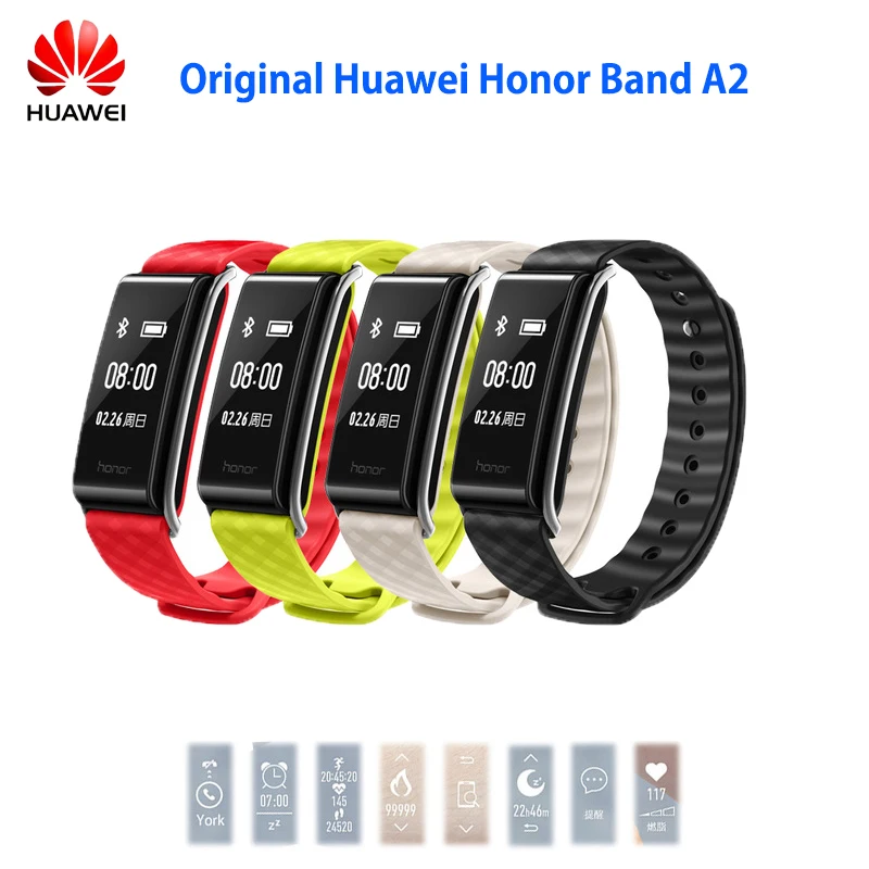 

NEW Original Huawei Honor Color Band A2 Smart Wristband 0.96" OLED Screen Heart Rate Monitor Show Message End Call IP67