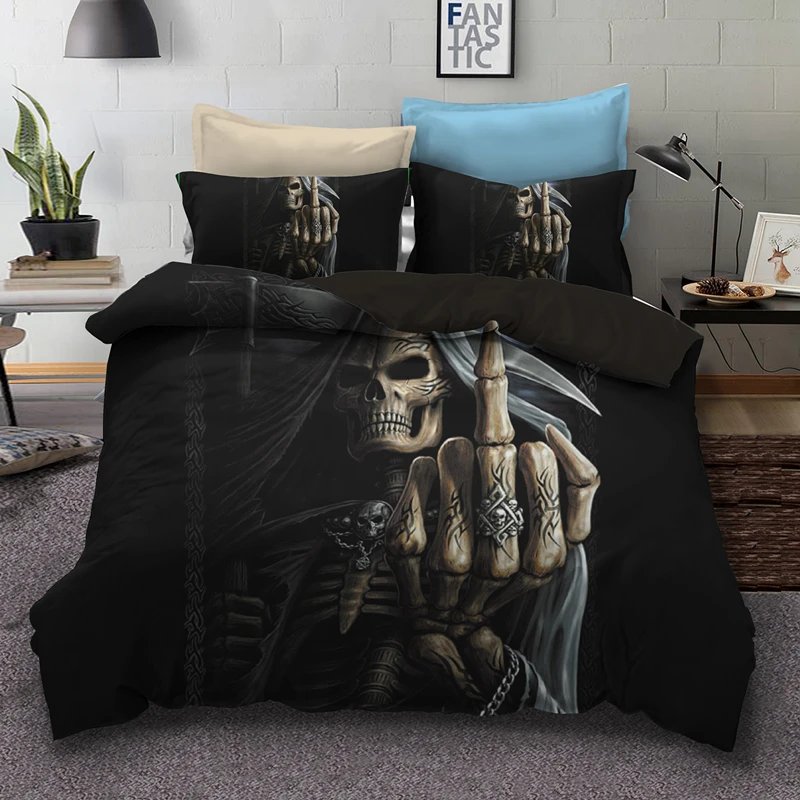 

Yi chu xin sugar skull bedding sets cover queen size 3d skull duvet cover set with pillowcase Bedclothes bedline
