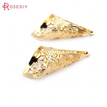 

(33622)10PCS 27*10MM 24K Gold Color Brass Flower Speaker Beads Caps High Quality Diy Jewelry Findings Accessories wholesale