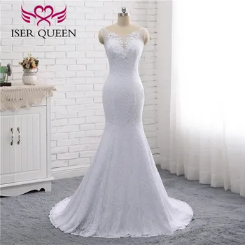 

African Lace Mermaid Wedding Dresses Pure white Vintage Bridal Dress Real Photo Wedding Gown Plus Size Wedding Dress W0193