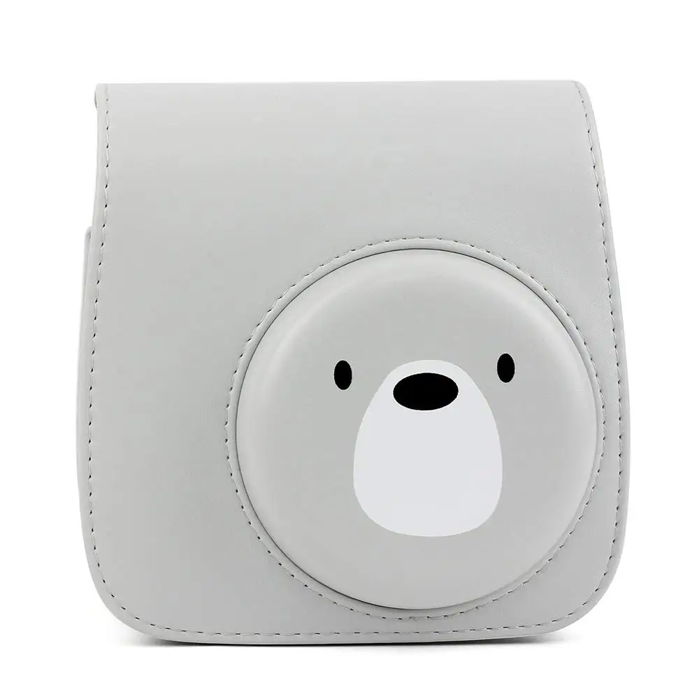 

CAIUL Mini Camera Case for Fujifilm Instax Mini 9 8 8+ Instant Film Camera Premium PU Leather with Shoulder Strap bear duck brn