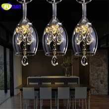 FUMAT K9 Crystal LED Wineglass Chandelier Modern Creative Spiral Suspension Lighting Restaurant Villa Lobby Hanging luminaire