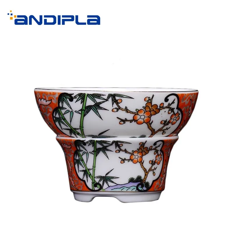 

Hand Painted Enamel Filter Ceramic Porcelain Tea Leaves Interval Chinese Kung Fu Tea Set Accessories Coffee Milk Tea Strainer