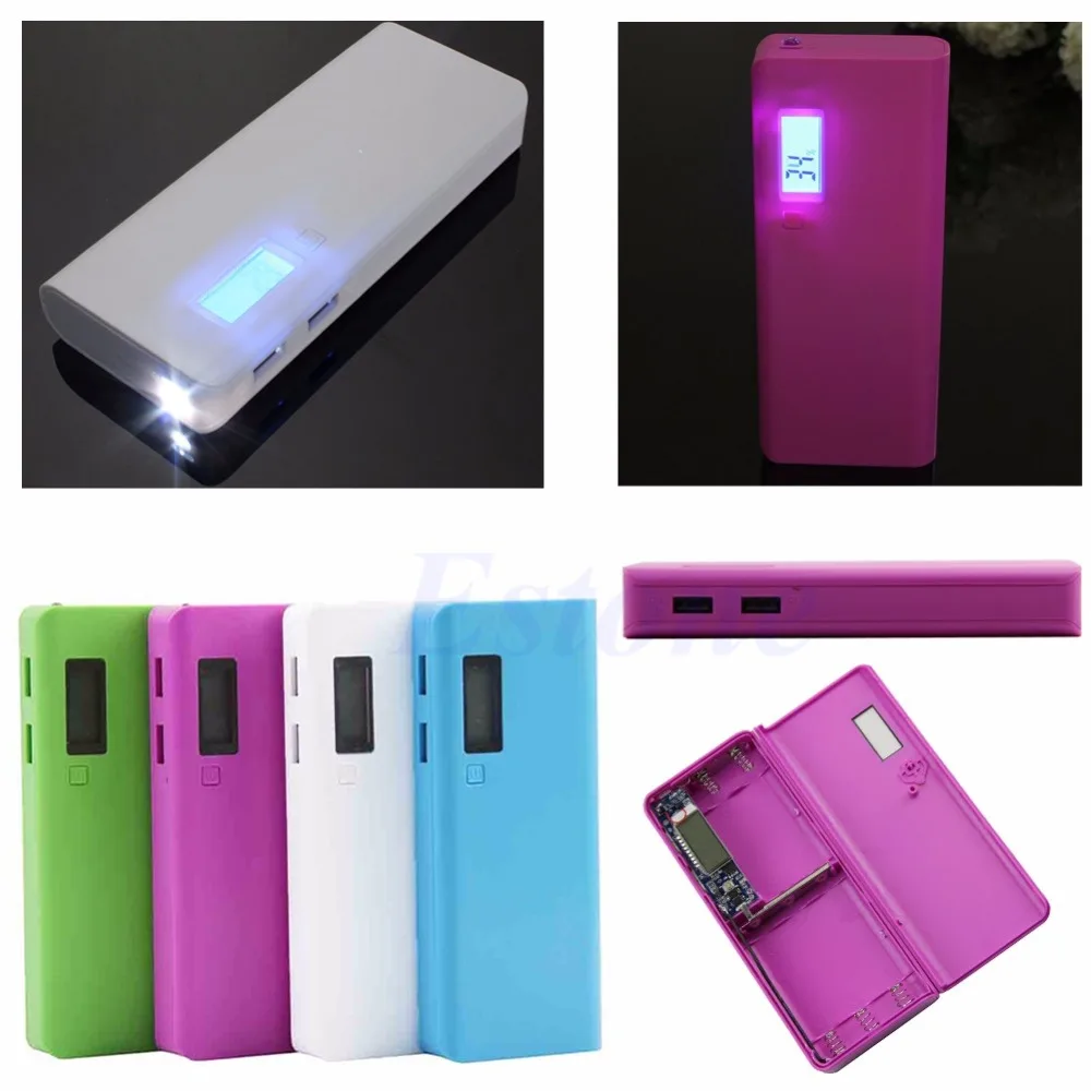 

For iPhone LED 5x 18650 Dual USB Power Bank Battery Charger Case DIY Box Holder