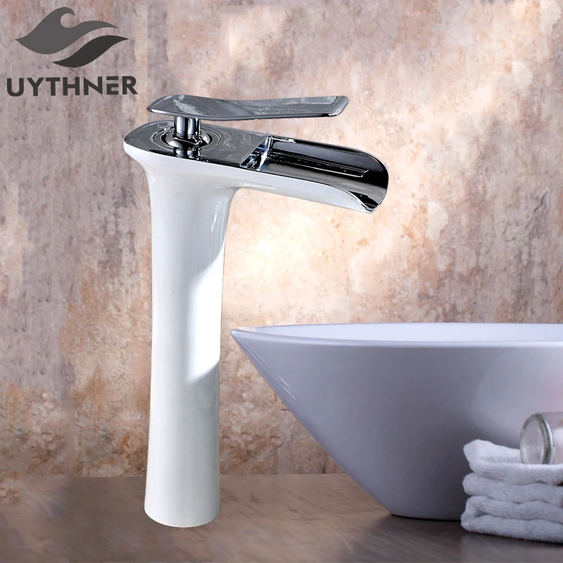 

Uythner Free Shipping White Paint Bathroom Basin Faucet Polished Mixer Tap Factory Direct Sale