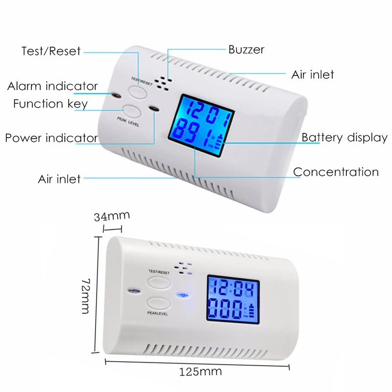 Детектор угарного газа с ЖК-дисплеем голосовые подсказки CO газовый тестер Предупреждение ющие сенсорные часы домашняя охранная сигнализация TU-shop