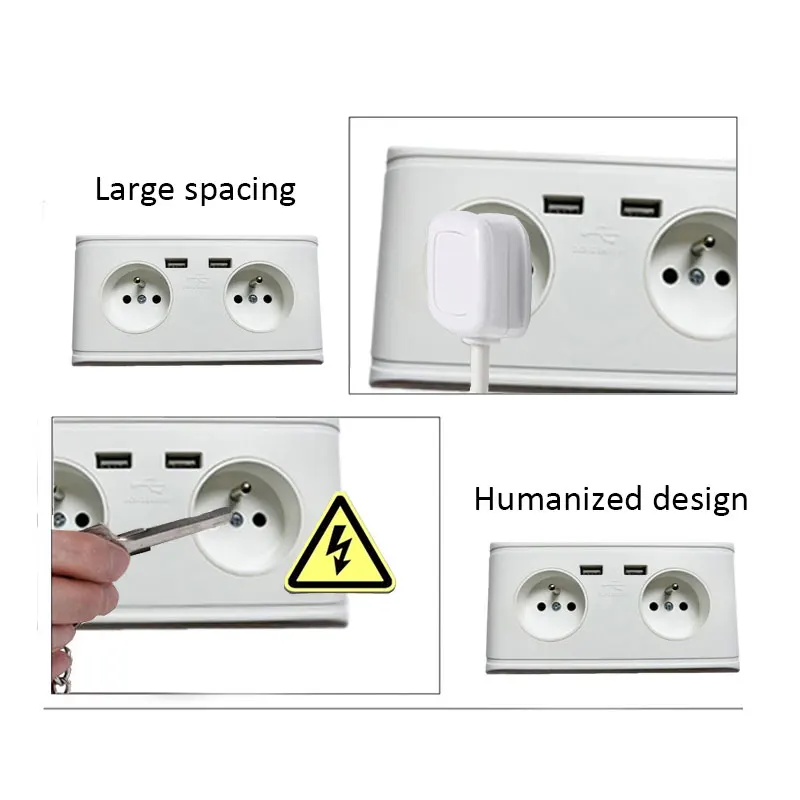 Многофункциональная штепсельная розетка европейского стандарта, настенная розетка с двойным usb-портом, немецкий/французский тип штепсельной вилки, розетка, панель розеток