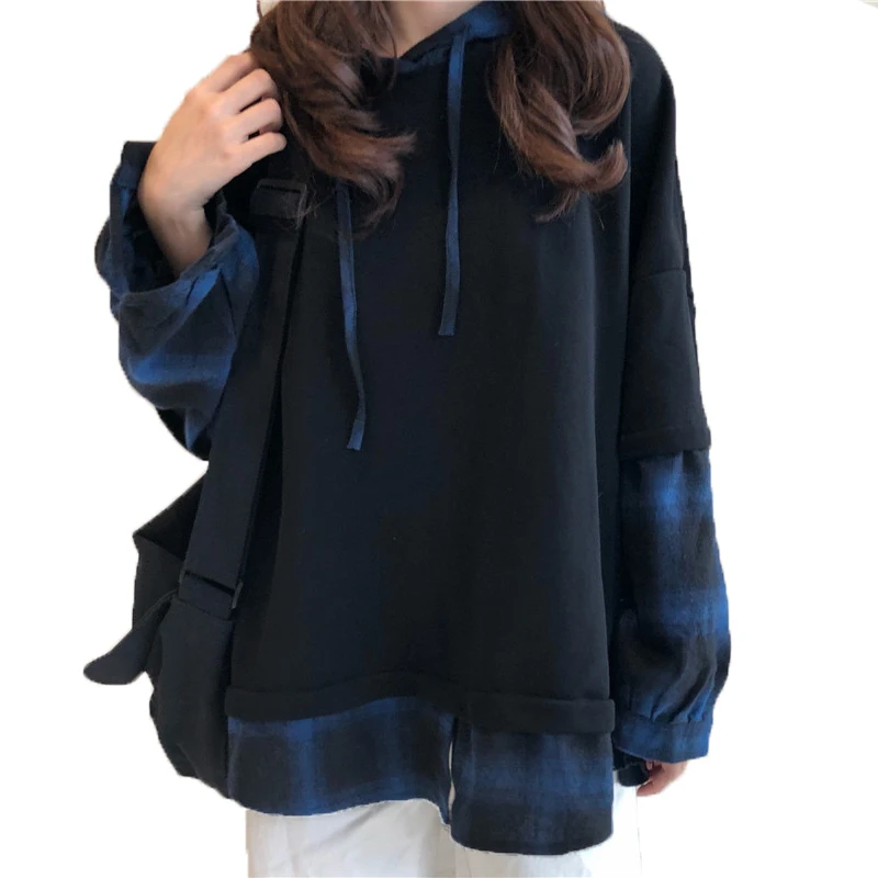 Mr.nut Ms. loose stitching street women's hoodie pullover cotton O-neck regular hoodie