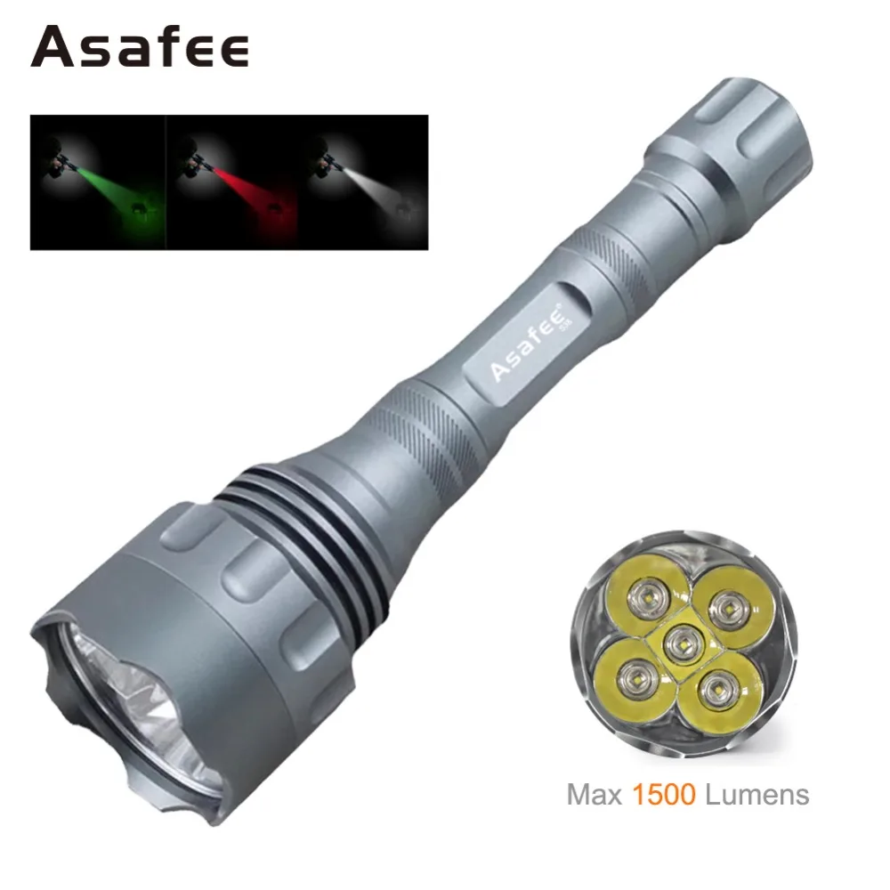 Asafee Мощный светодиодный тактический фонарь 5 * CREE XR E Q5 полицейский фонарик