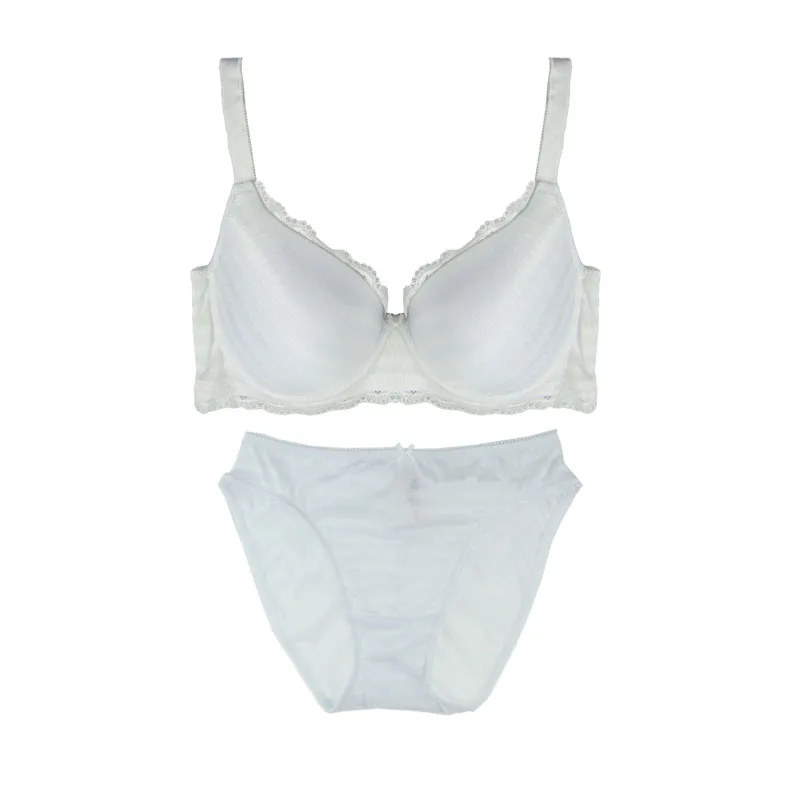 

2356 sexy bras set female underwear pure white soft nylon and lace shelf cup bra
