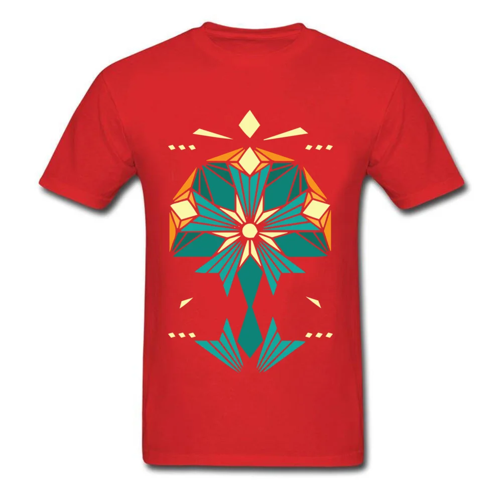New Design geometric shine mandala Casual T Shirts Round Collar Pure Cotton Men Tops Shirts Short Sleeve Tee Shirts Summer/Fall geometric shine mandala red
