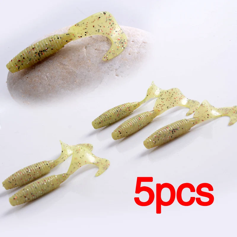 Fishing lure 5Pcs/lot 3.3g 70mm quality professional soft lure worm curly tail grub Artificial Fake Bait fly fishing wobbler