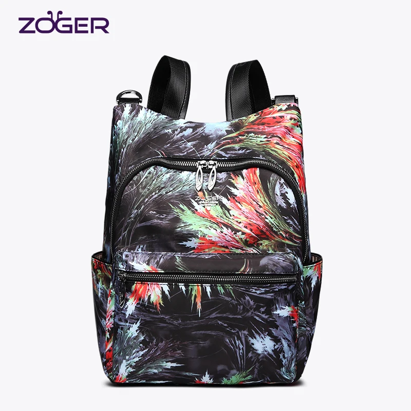 

Zoger new female backpack tide Oxford cloth canvas women's backpack wild large capacity anti-theft lady travel bag