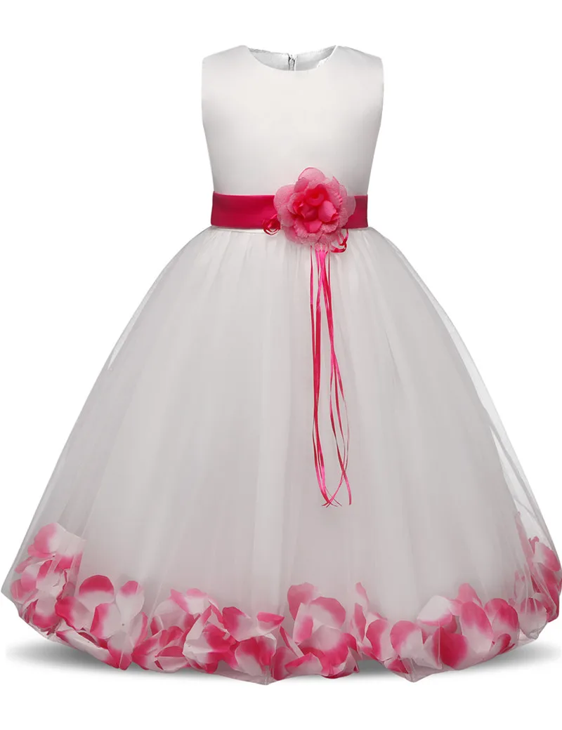 Платье-пачка с цветочными лепестками для детей 6 лет; одежда для детей; элегантные свадебные платья для девочек; детский праздничный костюм принцессы; торжественное платье; Vestidos - Цвет: M