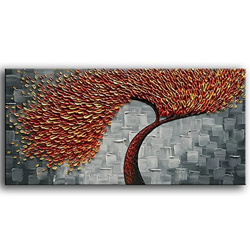 Подарочный нож 3D красное дерево ручной работы абстрактные цветы картина маслом на холсте настенная художественная картина для гостиной домашний Декор без рамы