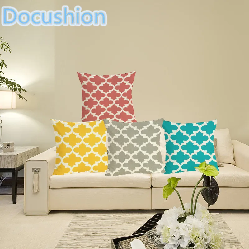 

Newest European Style New Fashion Decorative Cushions Quatrefoil Printed Throw Pillows Car Home Decor Cushion Decor Cojines
