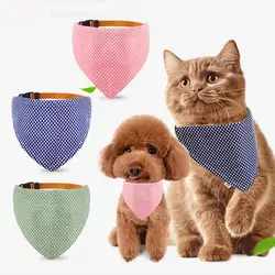 Для домашних животных кошка собака бандана моющиеся и Реверсивный треугольные хлопка собака щенок нагрудник шарф воротник регулируемый
