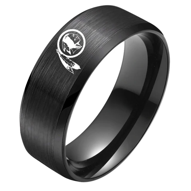 Washington Redskins Logo Ring Stainless Steel Men Black Unisex Jewelry Sport Sty Washington Redskins Logo Ring Stainless Steel Men Black Unisex Jewelry Sport Sty