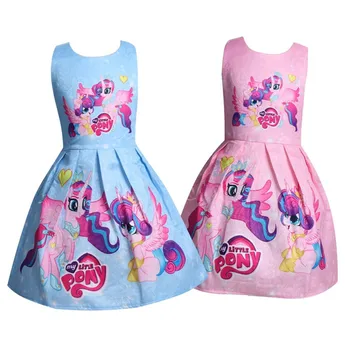 

Summer Girls sleeveless My Princess elegant Dress little pony Costume Children clothes For Kids Halloween Birthday unicorn Party