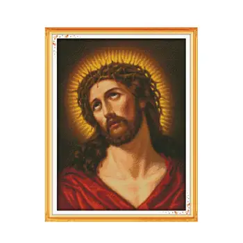 

Jesus Character 11CT 14CT India Cross Stitch Kit Thorn Crown Jesus Christ Amon Religion DIY Embroidery Decoration