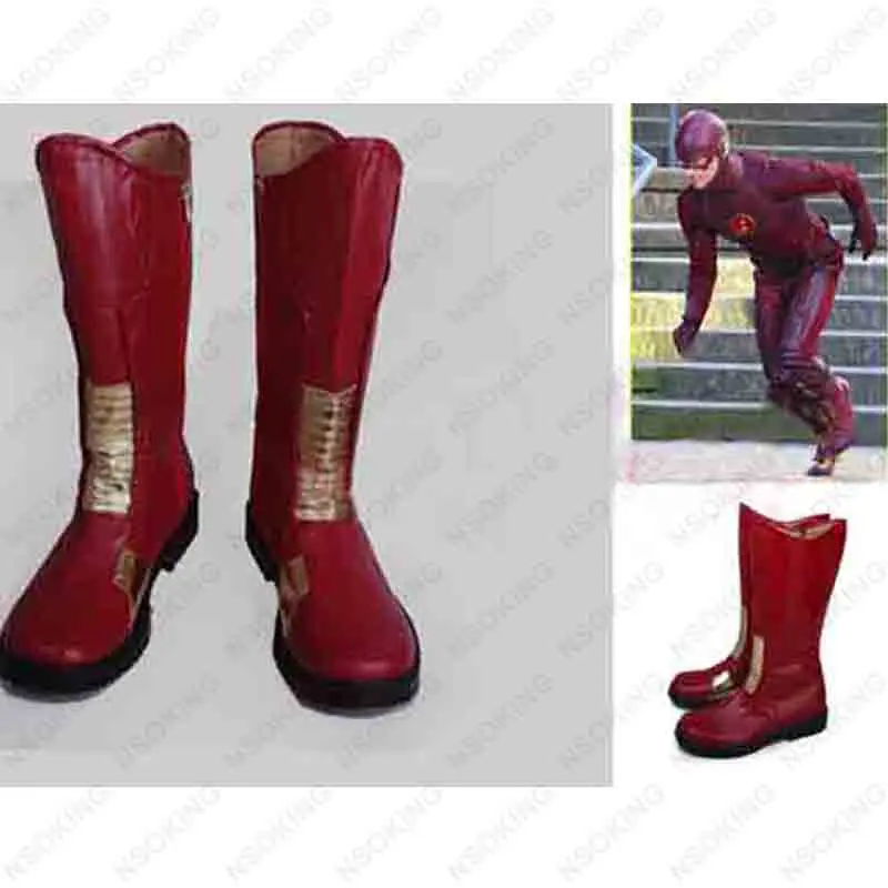 New The Flash Runners in red Cosplay Boots Sandals Anime Shoes Custom