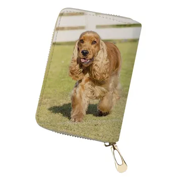

3D PU Leather Custom Cards Holder Case American Water Spaniel Dog Lover Women Men Business Card Organizer sac place Purses