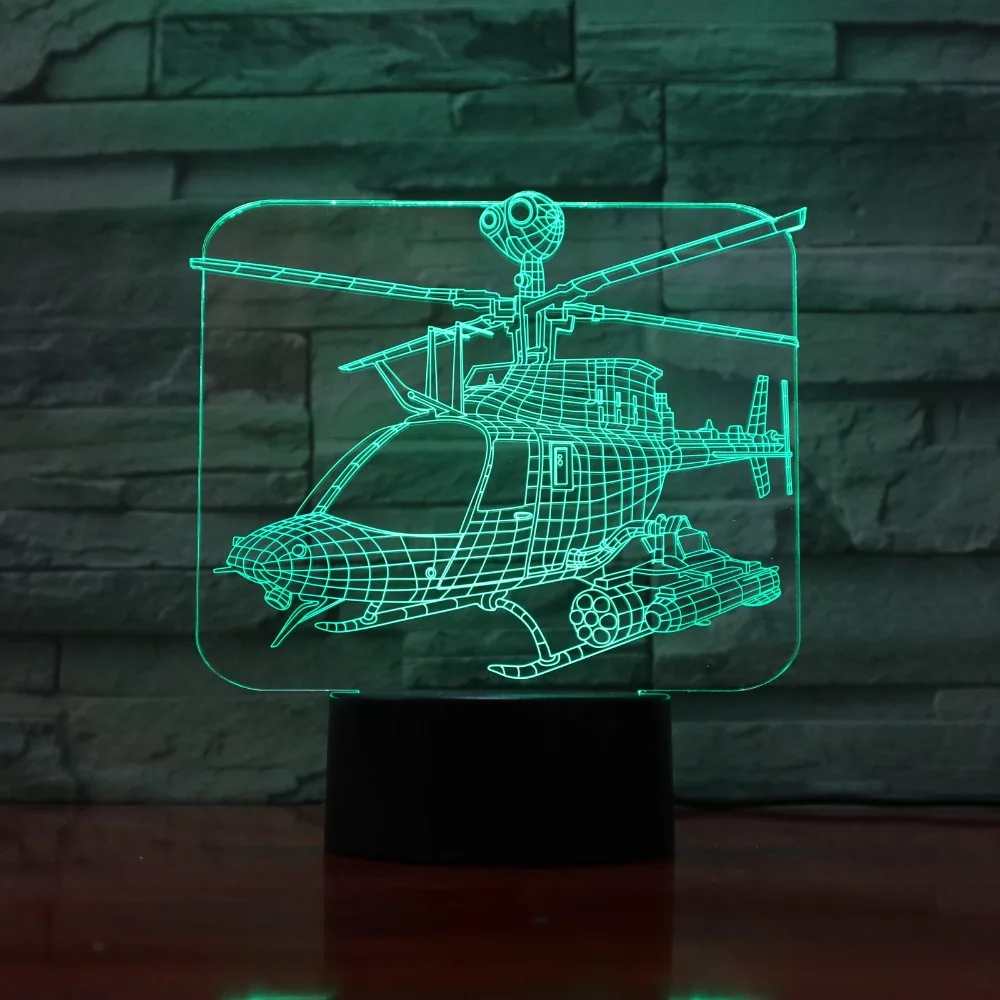 Helicopter 7 Colors Changing Nightlight Atmosphere Light 3D Mood Touch