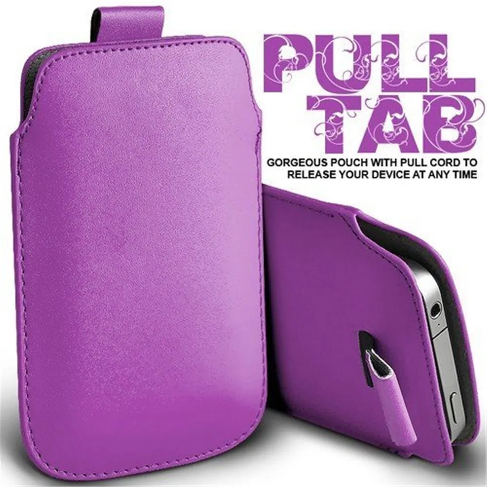 Premium Universal Leather Pull & Push Tab Mobile Phone Pouch Cover