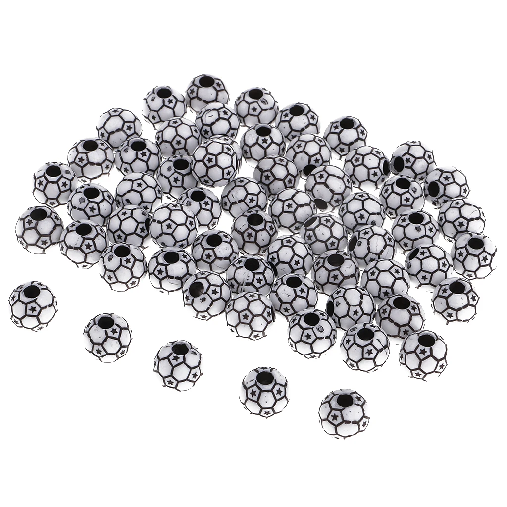 60pcs 12mm Soccer Ball Beads Fit European Charm Bracelet Jewelry DIY Findings Crafts Wholesale