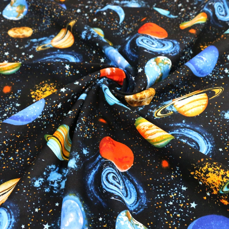 

Universe Planet Patterned Fabric Digital Printing Patchwork Material Diy Cotton