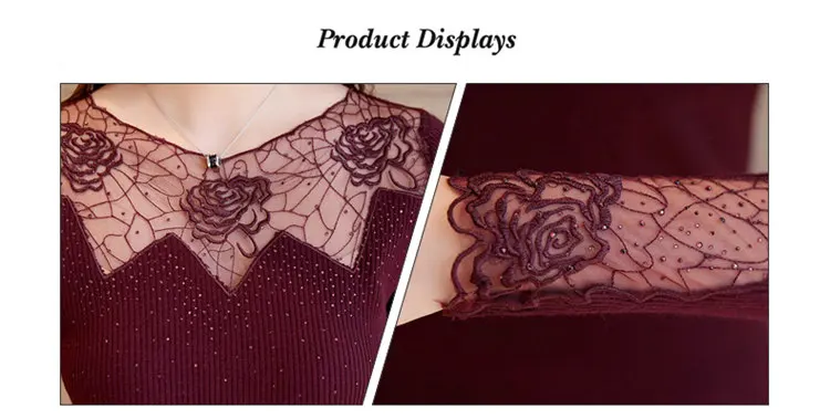 All-match Fashion Women Sweaters Knitted Long Sleeve Sweaters And Pullovers Rose Lace Patchwork Jersey Mujer Invierno 2019  (11)