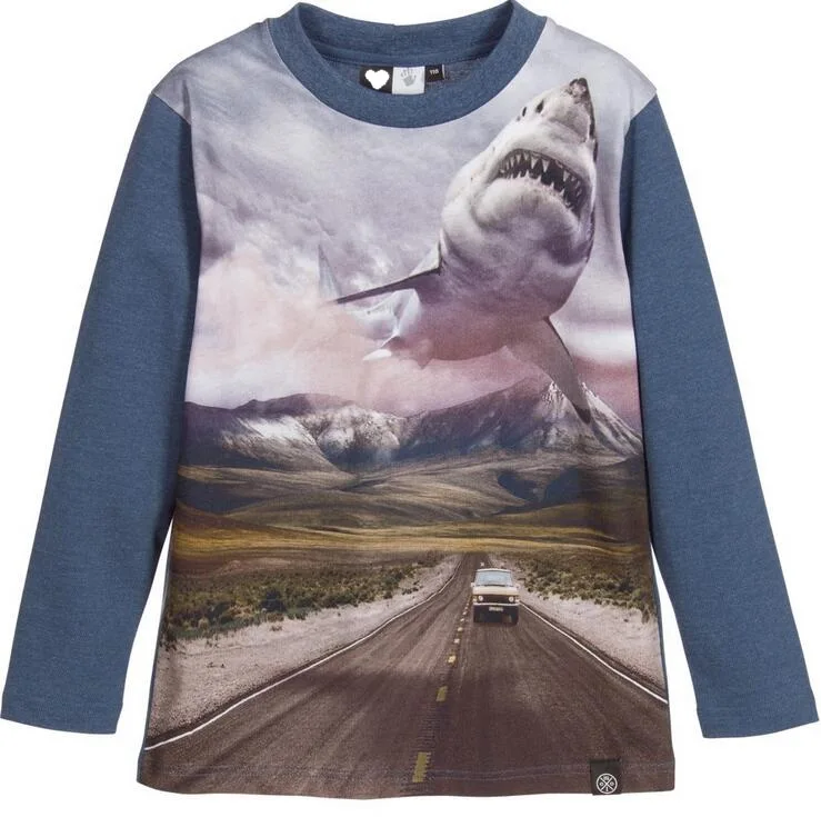

2017 New Fashion Children's T-shirts kids 3D print T shirt of animals&ferocious shark Clothing baby boy Cotton Long Sleeve Tops