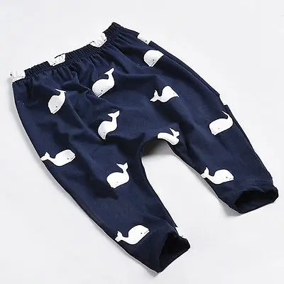 Toddler Baby Kids Girls Boys Pant Cute Whale Print 100% Cotton Pants Trousers Leggings Clothing 6M 12M 1 2 Years
