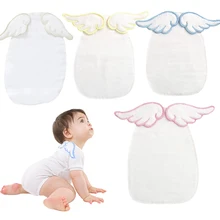 Детский бюстгальтер-полотенце для младенцев, мягкая сухая салфетка на спине, ткань с крыльями ангела, детское газовое полотенце на спине, впитывающее полотенце, хлопок, 4 слоя