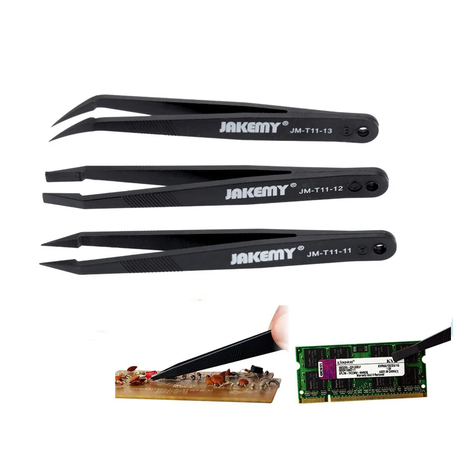 Professional 3 in 1 Anti static Tweezers Set Repair craft electronic JM