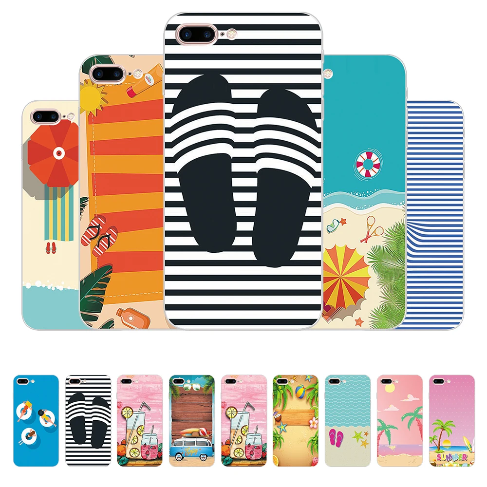 

Enjoy Summer Sunshine Beach Phone cover Case for iphone XR XS MAX X Slippers Swimming Phone Case for iphone 6S 6 7 8 Plus 5 5S
