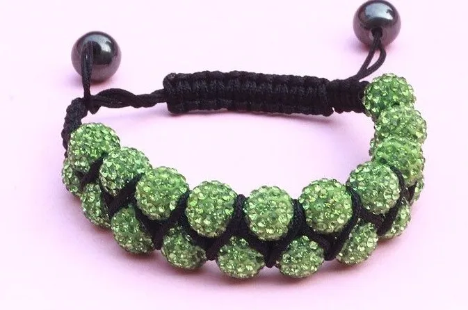 

can pick color 10mm two row mix Micro Pave CZ Disco beads AB clay handmade crystal Bracelet Jewelry new Bangles