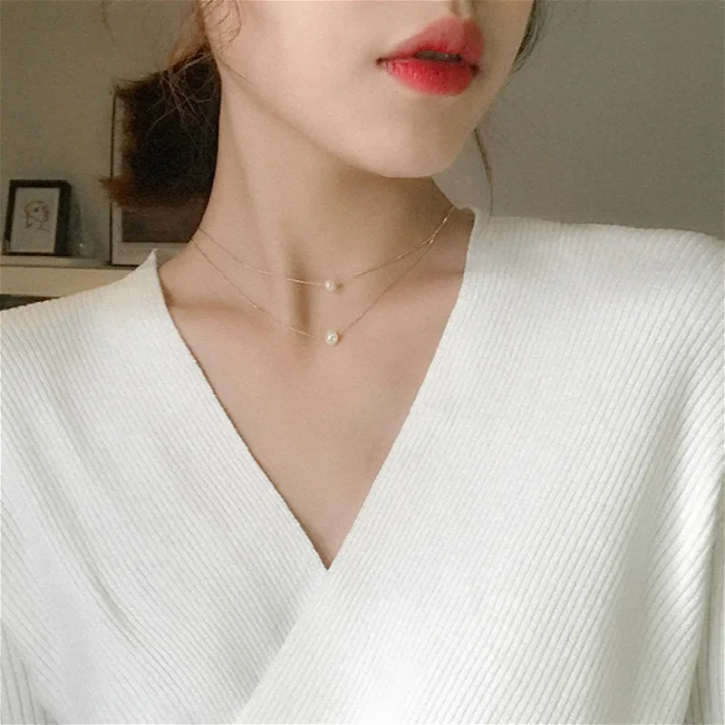 

Personality Fashion Square Imitation Pearl Crystal Zircon Pendants Invisible Transparent Fishing Line Pendants Women