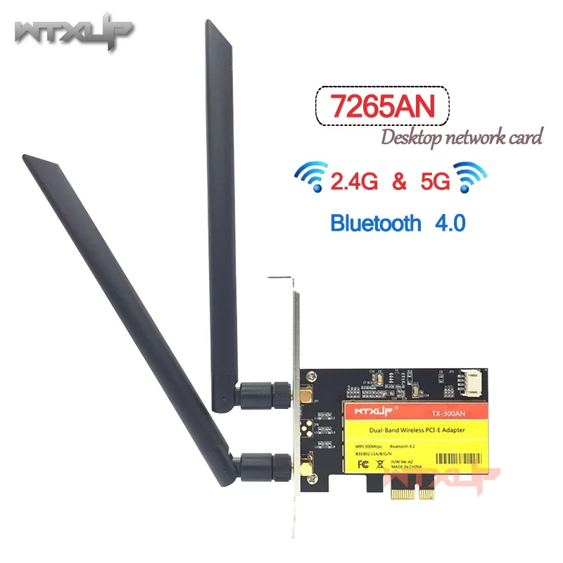 Для intel wireless AC 7265 802.11ac 867 Мбит/с+ 300 Мбит/с PCI Express Настольный WiFi адаптер Bluetooth 4,0 ПК wifi сетевая карта