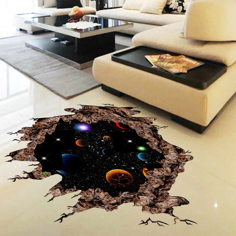 

3D Floor Home Decor Art PVC Ceiling Bedroom Removable Planet Space Living Room Decal Mural Kids Waterproof Wall Sticker