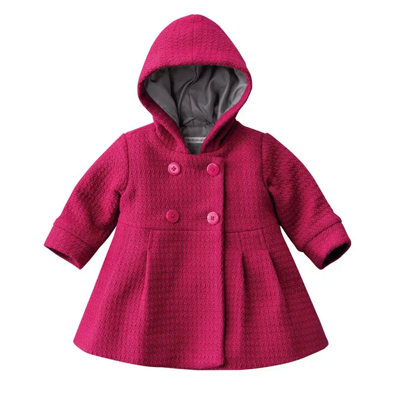 Image Baby Girl Toddler Warm Fleece Winter Pea Coat Snow Jacket Suit Clothes Red Pink