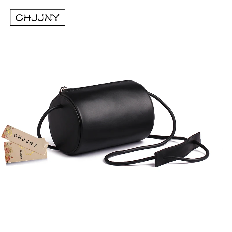

CHJJNY leather bags for women designers NANCY WU brand black red leather bag from LA design building block same style