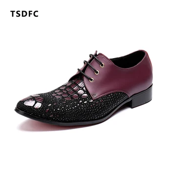 

Men dress shoes Genuine cow leather brogue Wedding shoes mens casual flats shoes black burgundy oxford shoes for men spring